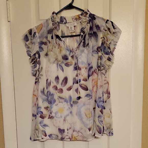 Rachel Zoe Floral Blouse in Blue and Purple - Picture 1 of 6